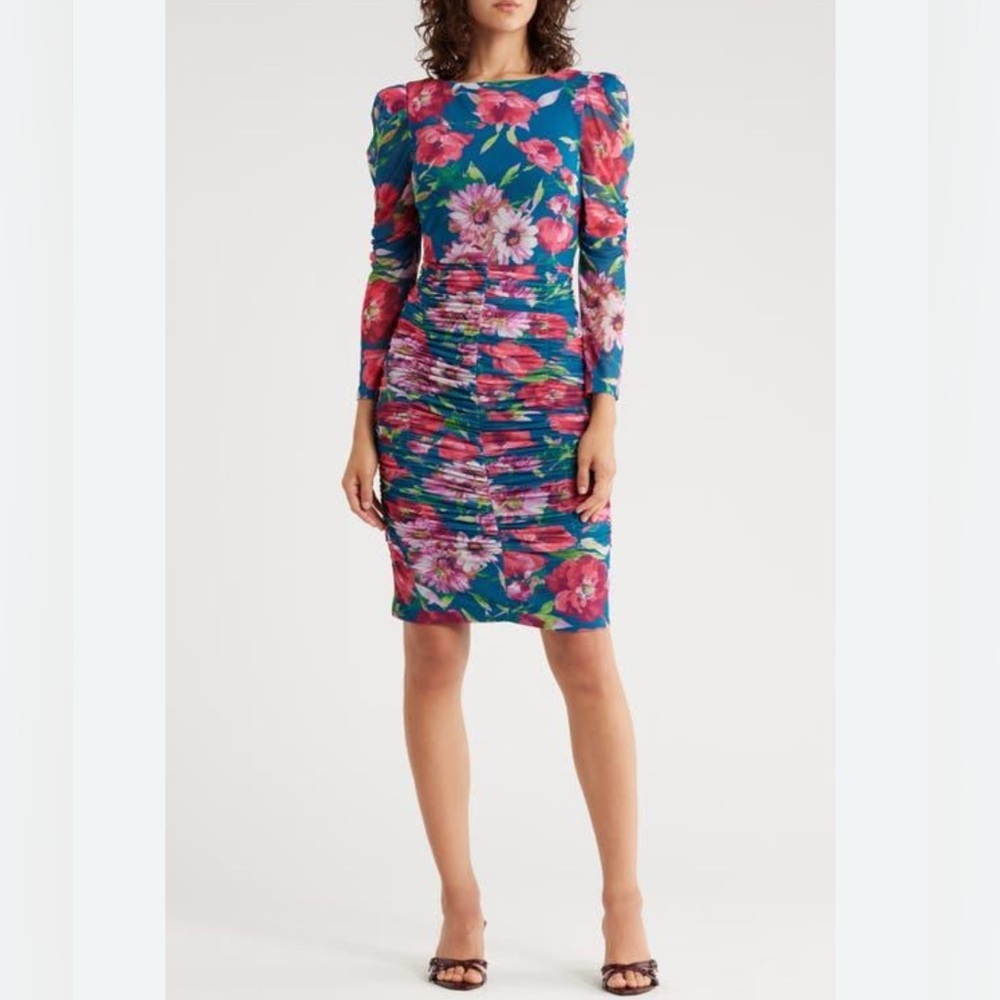 ELIZA J Floral Mesh Mini Dress